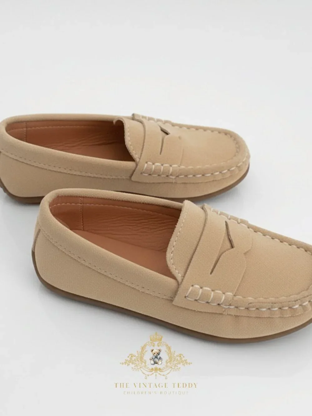 NWT Handsome Boys Vintage Style Classic Loafers Cute Children's Shoes Tan 11.5